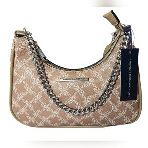 French Connection Halina Monogram Crescent Handbag Crossbody Purse